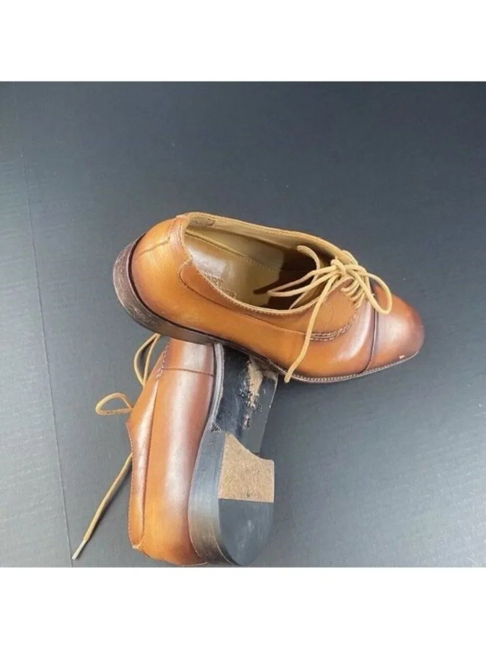 HART SCHAFFNER MARX Size 8 Brown Leather Lace-Up Oxford Men's Shoes HK349S96
